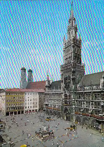 München, Neues Rathaus und Frauenkirche, Silberdruck ngl F3096