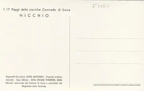 Siena, Paggi delle storiche Contrade di Siena - NICCHIO ngl F2451