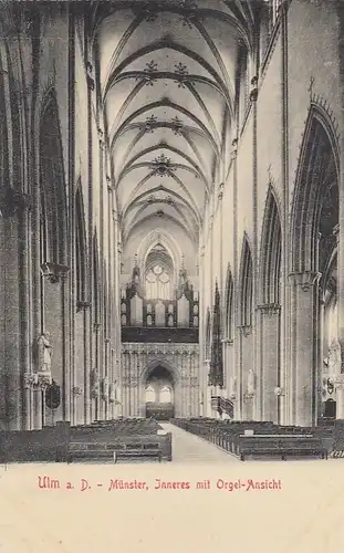 Ulm a.D., Münster, Inneres mit Orgel-Ansicht gl1909 F3352