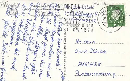 Burg Teck, Post Owen gl1960 F0419