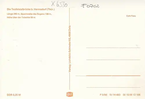 Die Teufelstalbrücke bei Hermsdorf, Thür. ngl F0702
