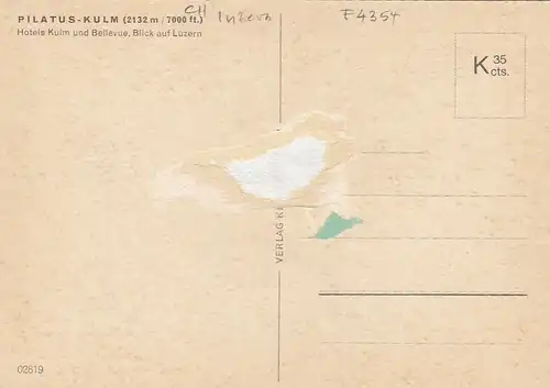 Pilatus-Kulm, Hotels Kulm und Bellevue, Blick auf Luzern ngl F4354