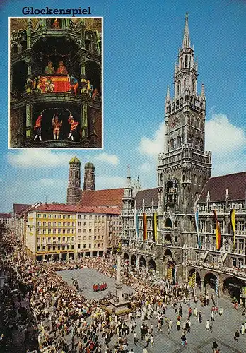 München, Rathaus und Glockenspiel, Marienplatz u. Dom Frauenkirche ngl F0656