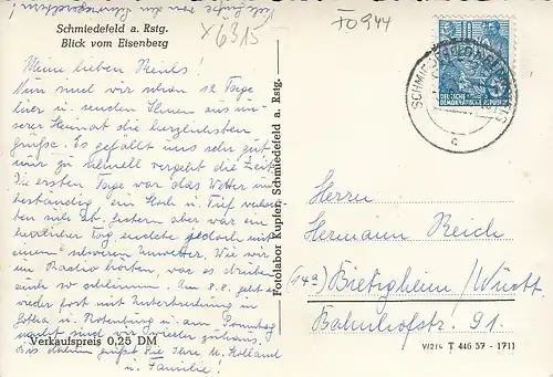 Schmiedefeld am Rennsteig, Blick vom Eisenberg glum 1960? F0944