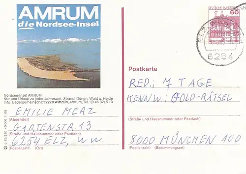 Nordsee-Insel Amrum, Werbekarte ngl F6357