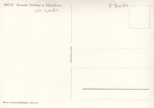 Zermatt, Stellisee und Matterhorn ngl F3024