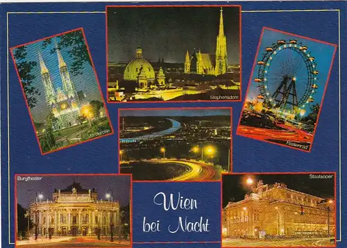 Wien bei Nacht, Mehrbildkarte ngl F3065