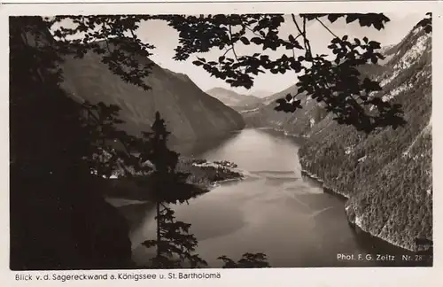 Blick v.d.Sagereckwand auf Königssee mit St. Bartholomä gl1938 F3674
