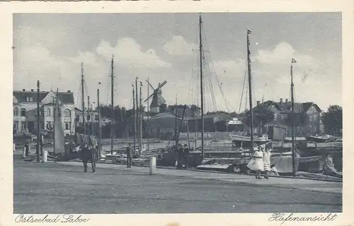 Ostseebad Laboe, Hafenansicht mit Windmühle ngl F7518