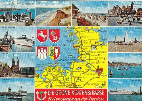 Die grüne Küstenstraße an der Nordsee, Mehrbildkarte gl1971 F3841