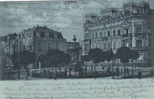 Aachen, Kaiserplatz, Mondscheinkarte gl1900? F1872