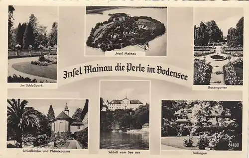 Insel Mainau im Bodensee, Mehrbildkarte glum 1950? F1882