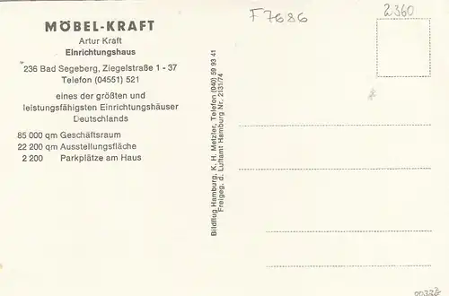 Bad Segeberg, Werbekarte Möbel-Kraft, Luftbild ngl F7686