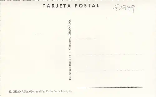 Granada, Generalife, Patio de la Acequia ngl F1949