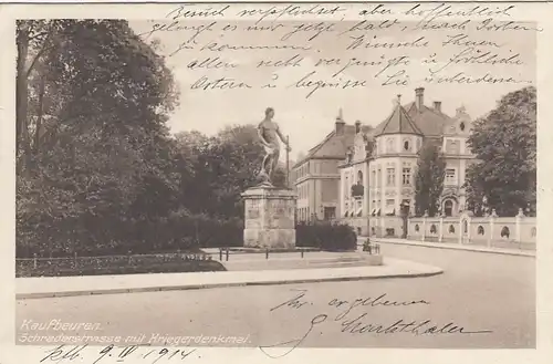 Kaufbeuren/Allg., Schraderstrasse mit Kriegerdenkmal gl1914 F1604