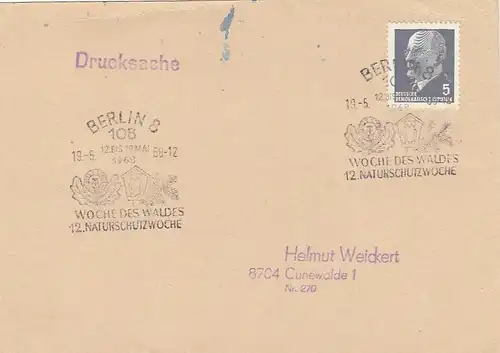 Berlin- W 8, Sonderstempel Naturschutzwoche gl1968 F7067