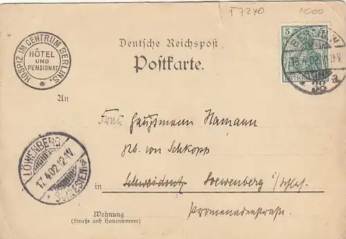 Berlin, Hospiz im Centrum Berlins, Korrespondenzkarte gl1902 F7240