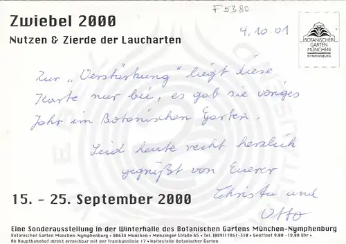 "Zwiebel 2000" Bot.Garten, München-Nymphenburg ngl F5380
