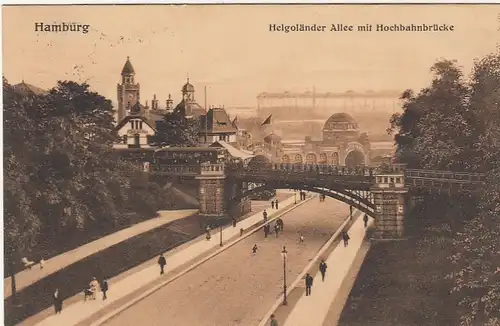Hamburg, Helgoländer Weg mit Hochbahnbrücke gl1904 F5434