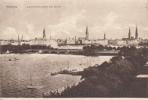 Hamburg, Lombardsbrücke mit Stadt ngl F5444