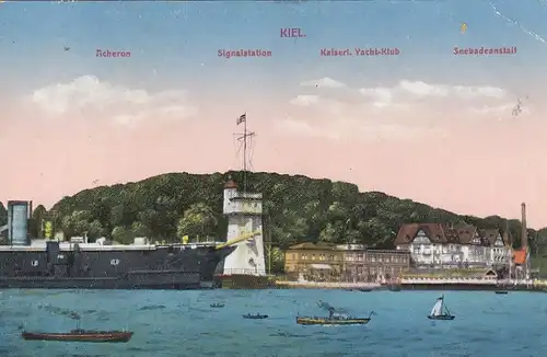 Kiel, Acheron, Signalstation, Kaiserl.Yachtclub, Seebadeanstalt ngl F7423