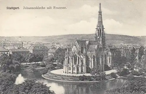 Stuttgart, Johanneskirche mit Feuersee ngl F1575