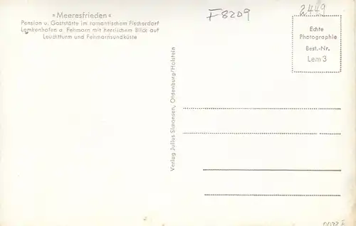 Lemkenhafen a.Fehmarn, Pension und Gaststätte "Meeresfrieden" ngl F8209