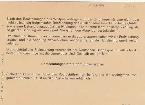 Kiel, "Postsendungen stets richtig freimachen!" gl1978 F7497