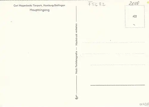 Hamburg-Stellingen, Carl Hagenbeck's Tierpark, Haupteingang ngl F5682