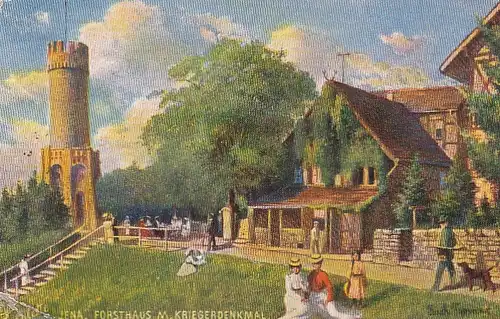 Jena, Thür., Forsthaus mit Kriegerdenkmal gl1906? F2104