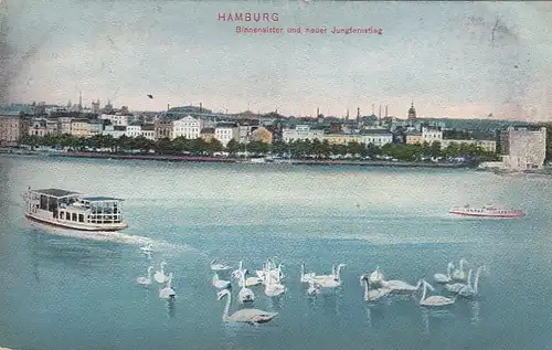 Hamburg, Binnenalster und Neuer Jungfernstieg gl1907 F5035