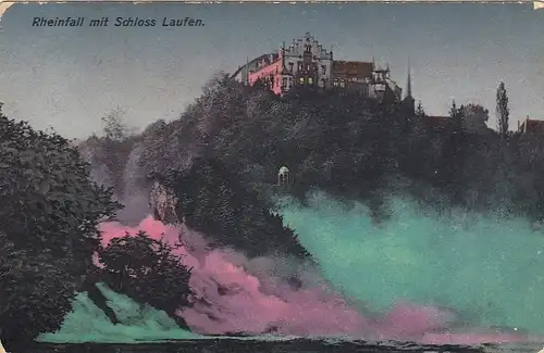 Rheinfall mit Schloß Laufen gl1918 F4582