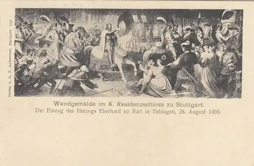 Stuttgart, Residenz-Schloß, Wandgemälde, Herzog Eberhard in Tübingen gl1911 F2185