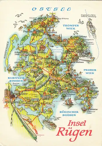 Insel Rügen, Landkarte glum 1960? F4027