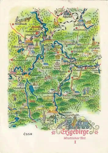 Erzgebirge, westl.Teil, Landkarte gl1930 F4032