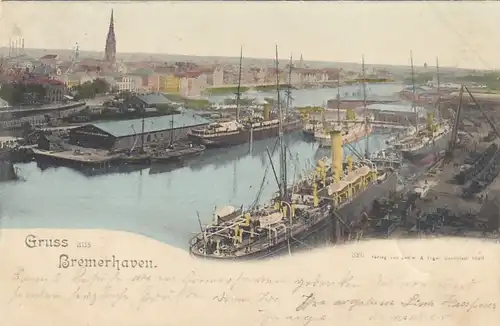 Bremerhaven, Mondschein über dem Hafen glum 1900? F8488