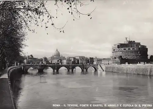 Roma, il Tevere, Ponte e Castel S.Angelo e Cupola di S.Pietro ngl F4131