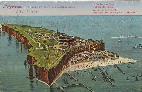 Helgoland, Totalansicht mit neuen Hafenanlagen gl1924 F5981