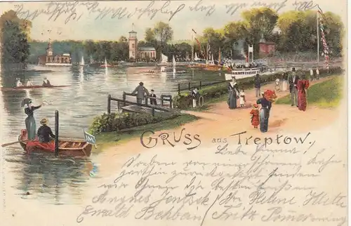 Berlin, Gruss aus Treptow, Litho gl1900 F4863