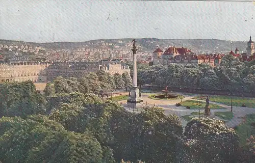 Stuttgart Schlossplatz mit neuem und altem Schloss feldpgl1917 F4873