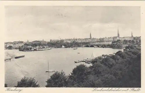 Hamburg, Lombardsbrücke mit Stadt gl1928 F5472
