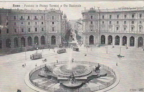 Roma, Fontana in Piazza Termini e Via Nazionala gl1911 F3017