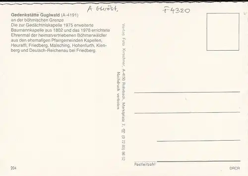 Gedenstätte Guglwald, Oberösterreich, Mehrbildkarte ngl F4320