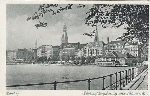 Hamburg, Jungfernstieg und Alsterpavillon ngl F5045