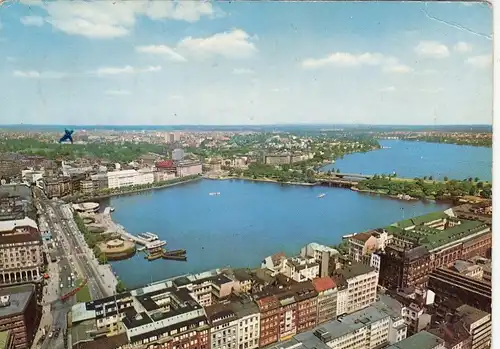 Hamburg, Jungfernstieg mit Binnen- und Aussenalster gl1965 F5055