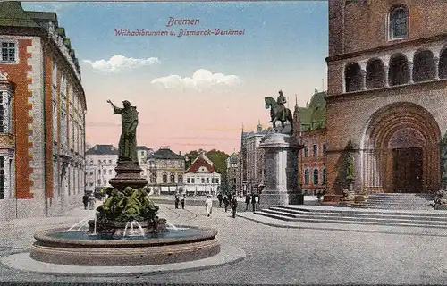 Bremen, Wilhardibrunnen und Bsmarckdenkmal ngl F8256