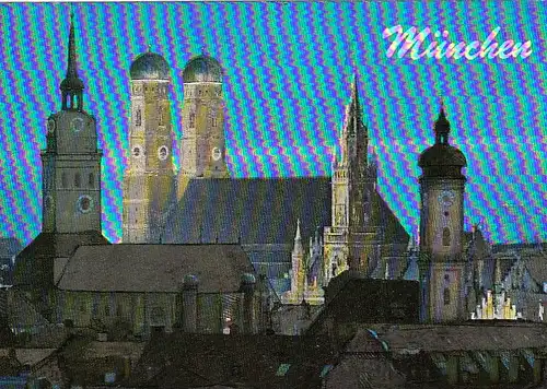München, Peterskirche, Frauenkirche, und RathausSilberdruck ngl F3097