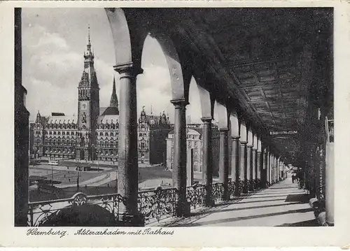 Hamburg, Alsterarkaden und Rathaus ngl F5639