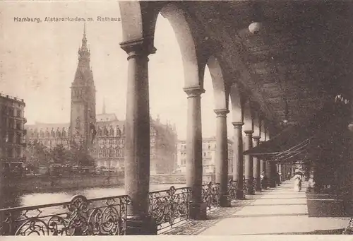 Hamburg, Alsterarkaden und Rathaus ngl F5649