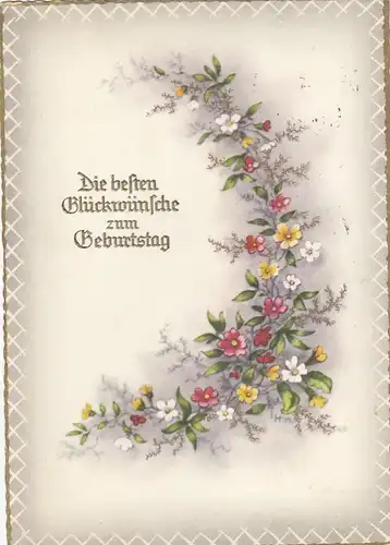 Geburtstag-Wünsche mit Blumengirlande gl1961 F3174
